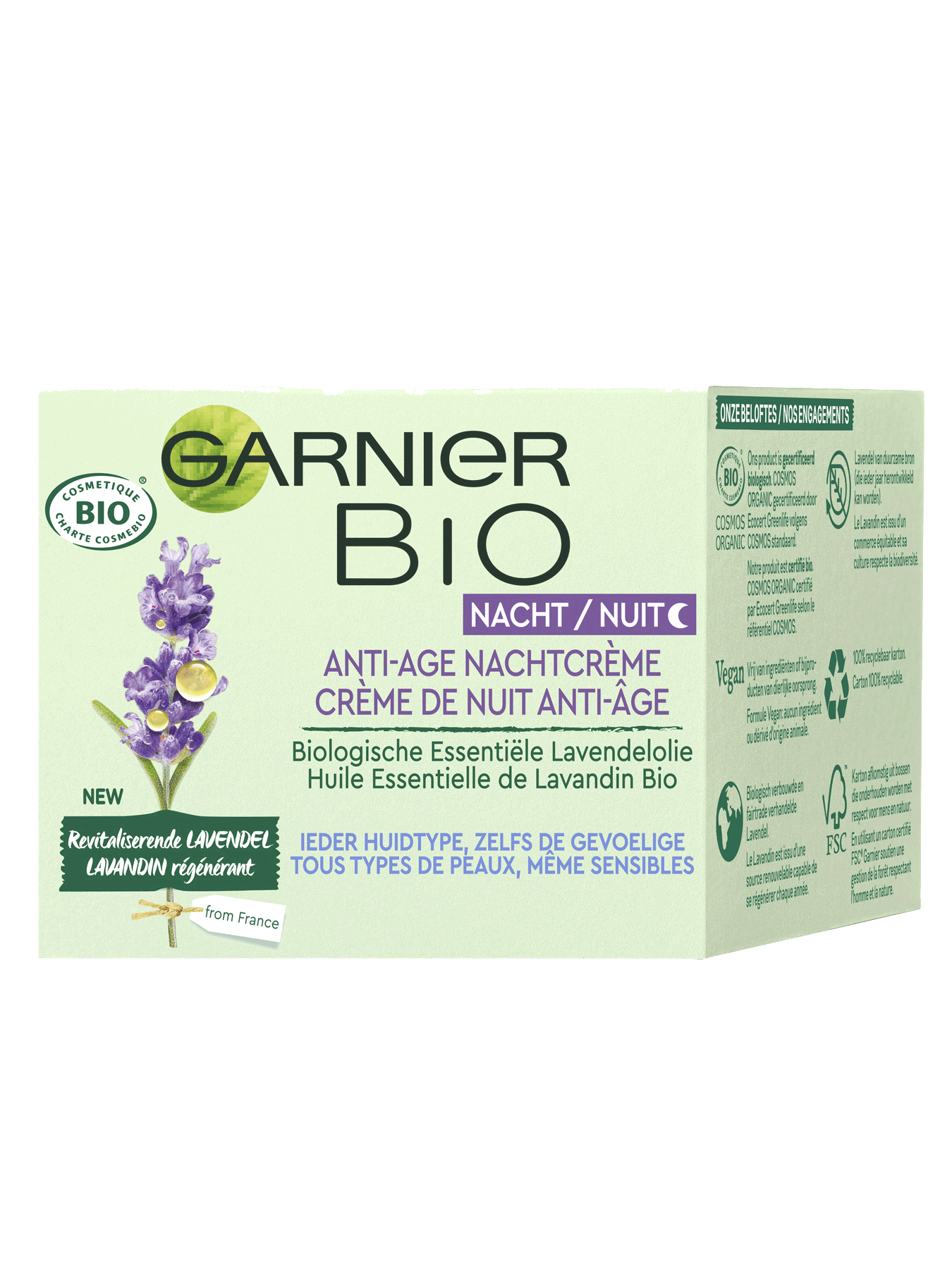 Verpakking Garnier Bio Lavendel Nachtcrème 3D