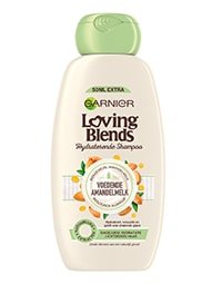 Voorkant verpakking Loving Blends Voedende Amandelmelk Shampoo