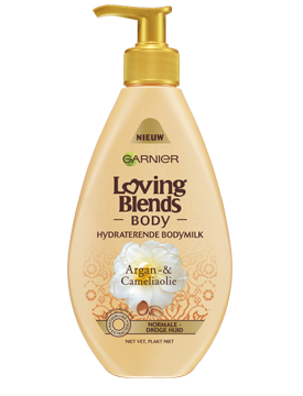Voorkant verpakking Loving Blends Bodymilk met Argan- & Cameliaolie