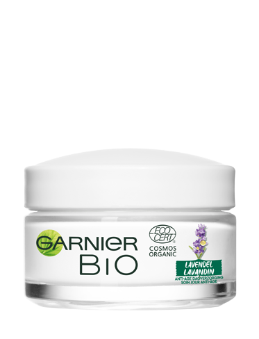 Voorkant verpakking Garnier BIO Lavendel Anti-Age Dagcrème