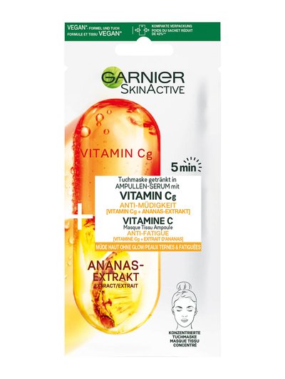 Voorkant verpakking vitamine C gezichtsmasker