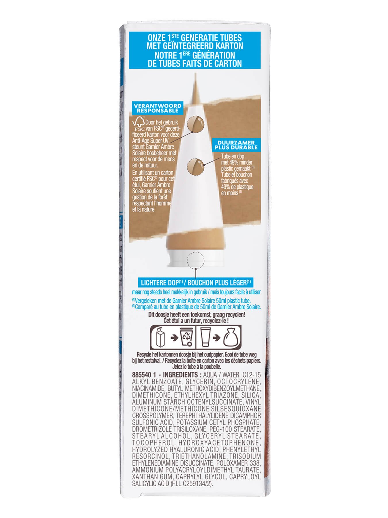 Zijkant verpakking Anti-Age zonnebrandcreme