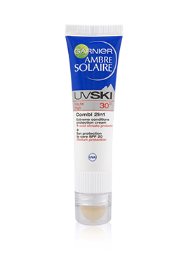 Verpakking UV Ski Combi 2-in-1 Gezichtscrème SPF 30+ en Beschermende Lipstick SPF20