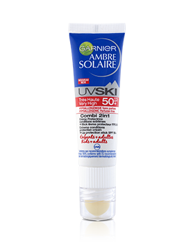 Verpakking UV Ski Combi 2-in-1 Gezichtscrème SPF 50+ en Beschermende Lipstick SPF20