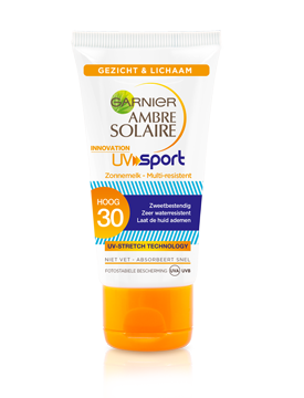 Voorkant verpakking UV Sport Zonnemelk SPF30