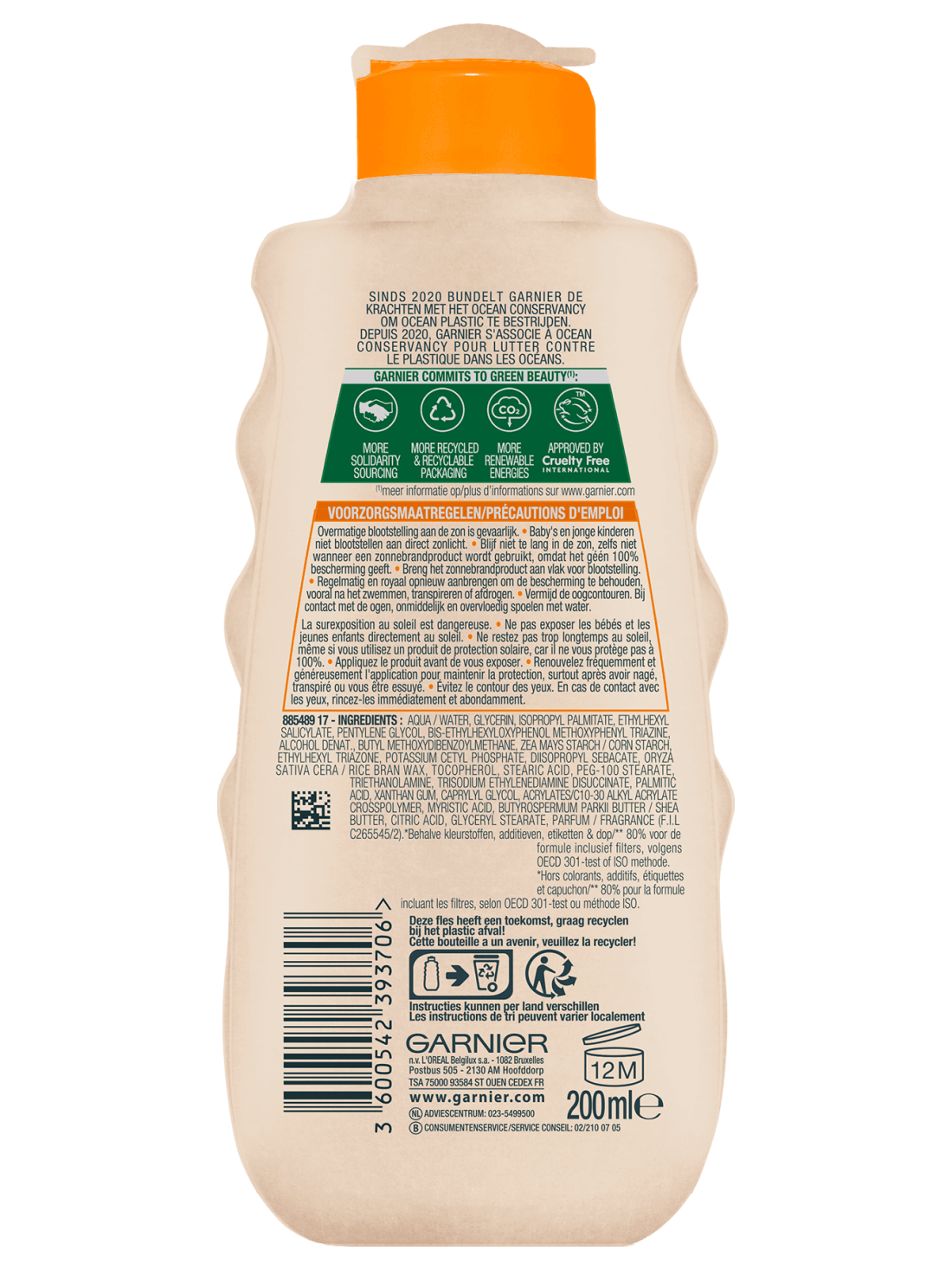 8236540 GAR Ambre Solaire Eco Designed Zonnemelk spf30 200ml Kraft 2022 back 3000x3000png master (1)